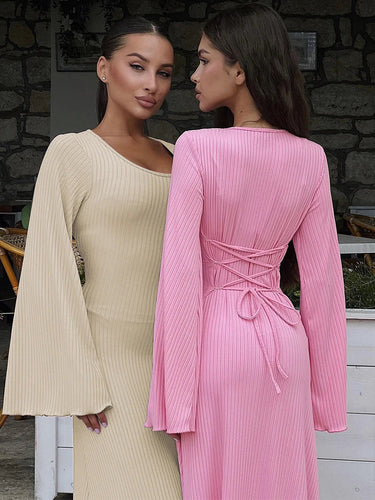 Levoire | Robe Longue Ajustée À Côtes Pour Femmes