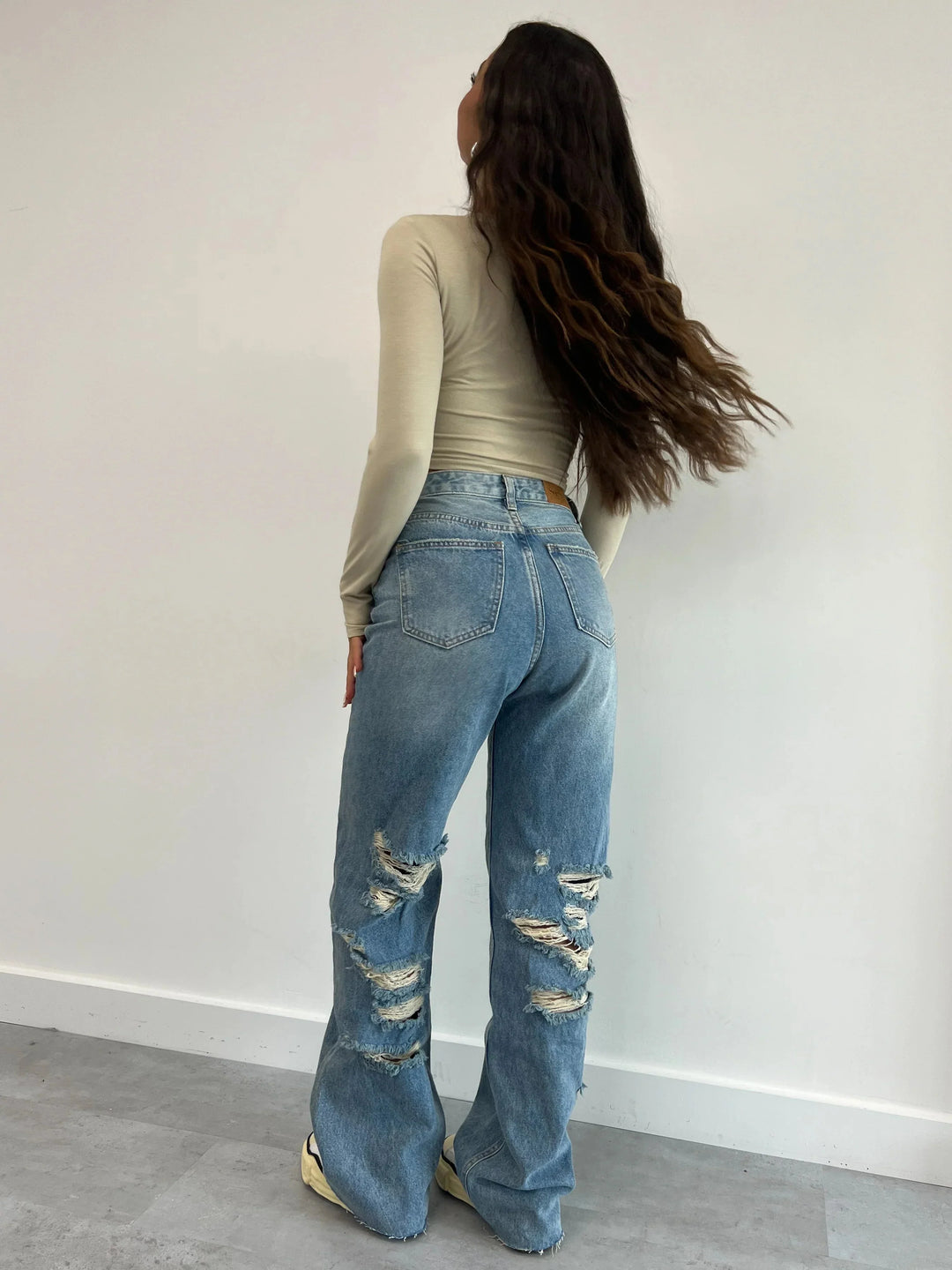 Levoire | Coupe Décontractée Jeans Droits Taille Haute Femmes Bleu