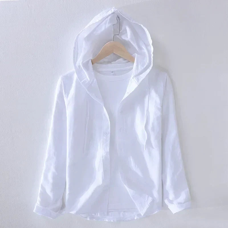 Levoire | Chemise En Lin Decontractee Avec Capuche Hommes