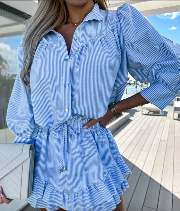 Levoire | Ensemble Chemise Rayée Et Jupe Volants