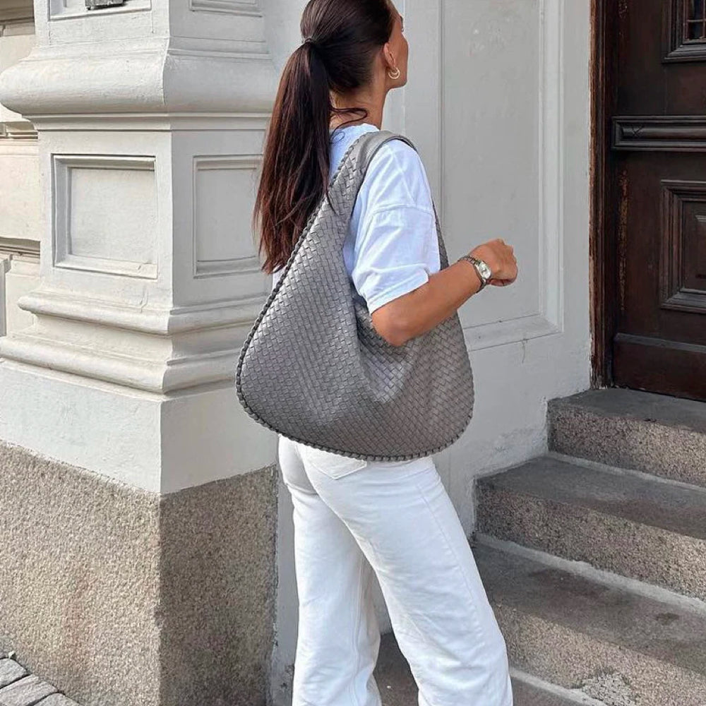 Levoire | Fermeture Éclair Grande Sac Tissé Sacs Bandoulière Gris clair