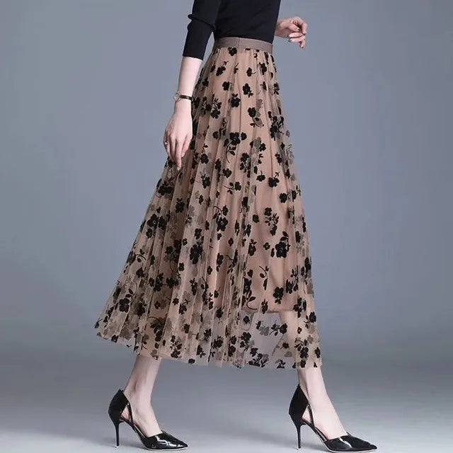 Levoire | Jupe Midi En Maille Élégante Khaki