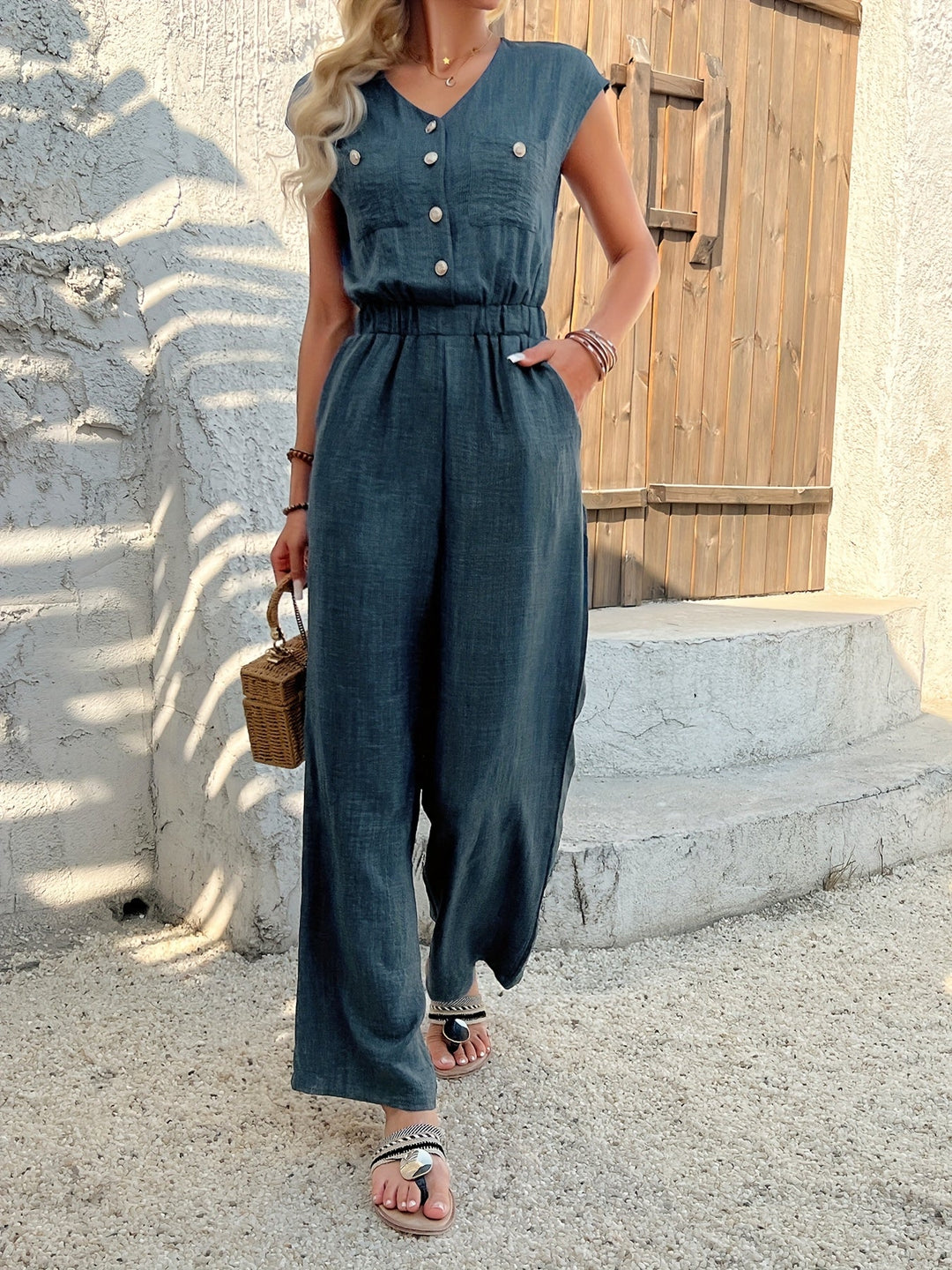 Levoire | Jumpsuit Élégant À Décolleté En V Avec Taille Haute