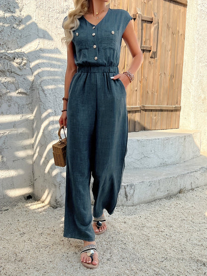 Levoire | Jumpsuit Élégant À Décolleté En V Avec Taille Haute