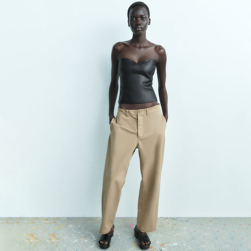 Levoire | Top Brillant Bandeau Sans Bretelles Top Tube Top Noir