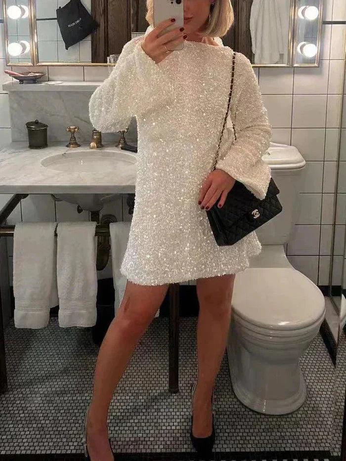 Levoire | Robe Mini Éclatante À Manches Longues Robe De Fête