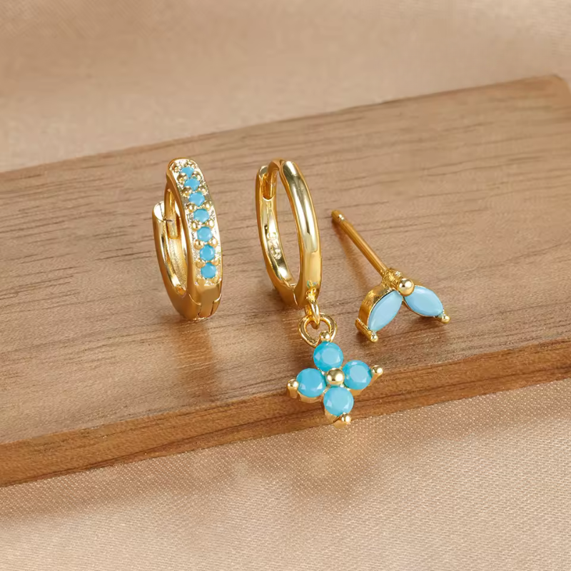 Levoire | Ensemble De Boucles D'Oreilles Luxe Pour Femmes Or Bleu 20 mm