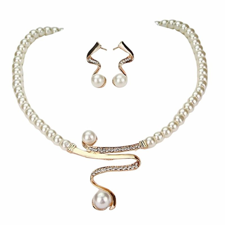 Levoire | Chaîne De Perles Naturelle + Ensemble De Boucles D'Oreilles En Or