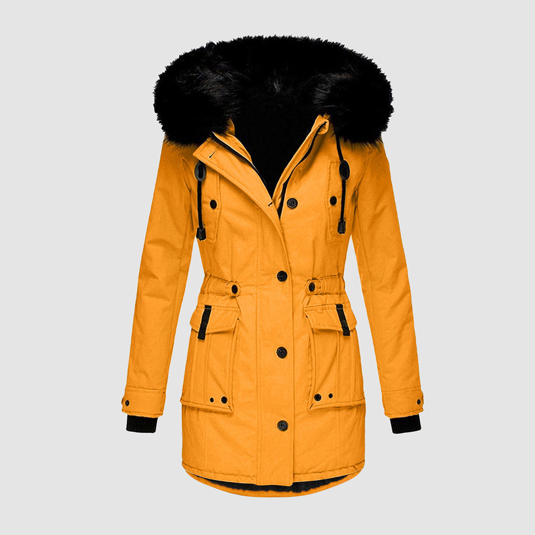 Levoire - Veste d'hiver imperméable avec capuche pour femmes Or