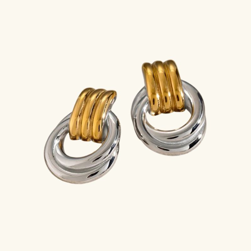 Levoire | Boucles D'Oreilles Empilées Or Et Argent Or et argent Longueur : 31 mm
