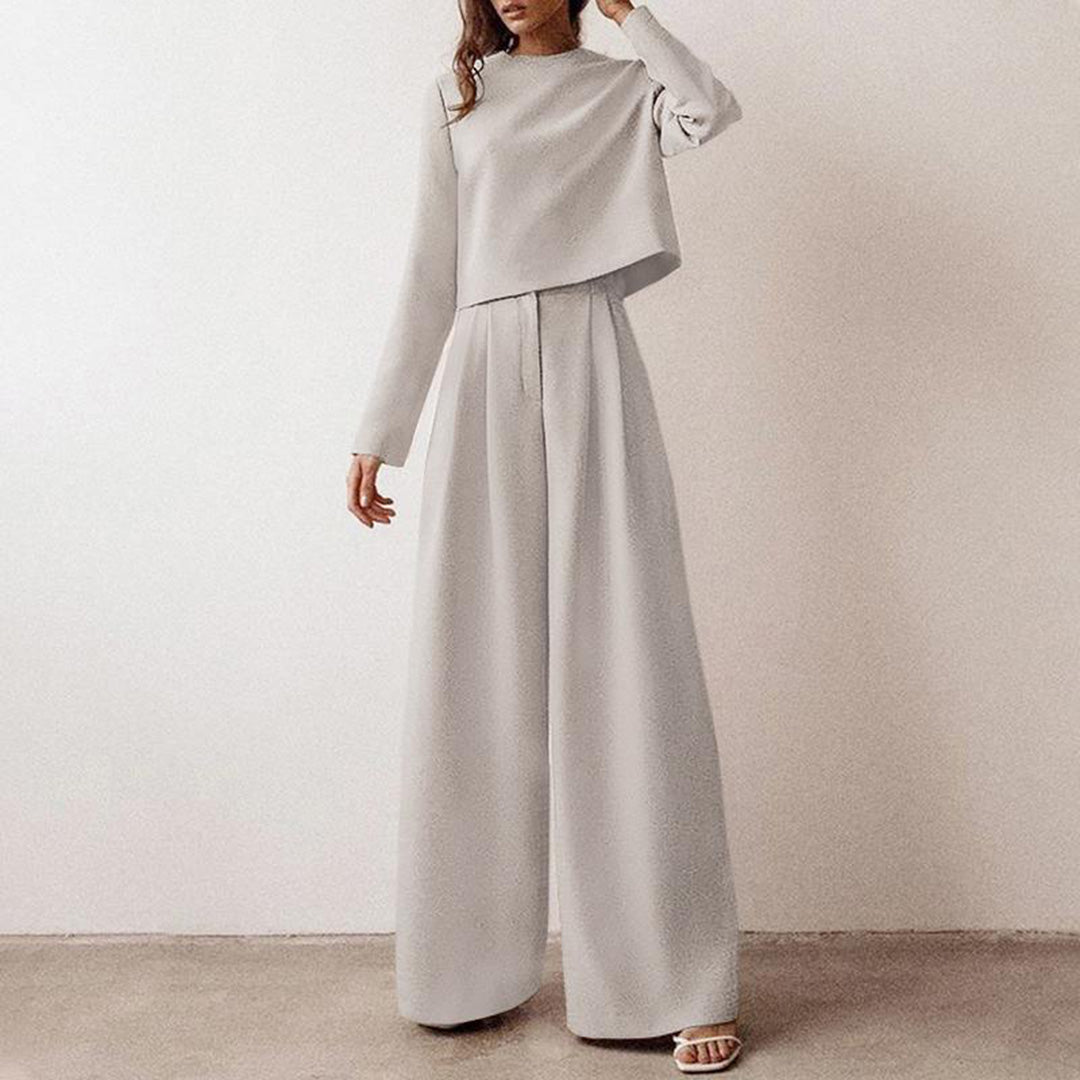 Levoire | Haut Manches Longues Encolure Ronde Pantalon Large Gris