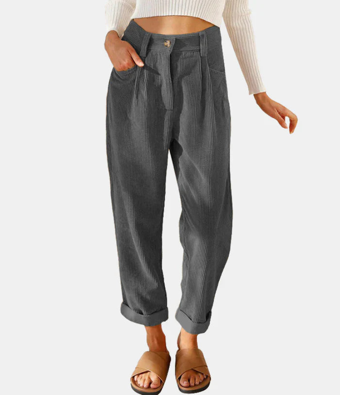 Levoire | Pantalons pour femmes style corduroy Gris