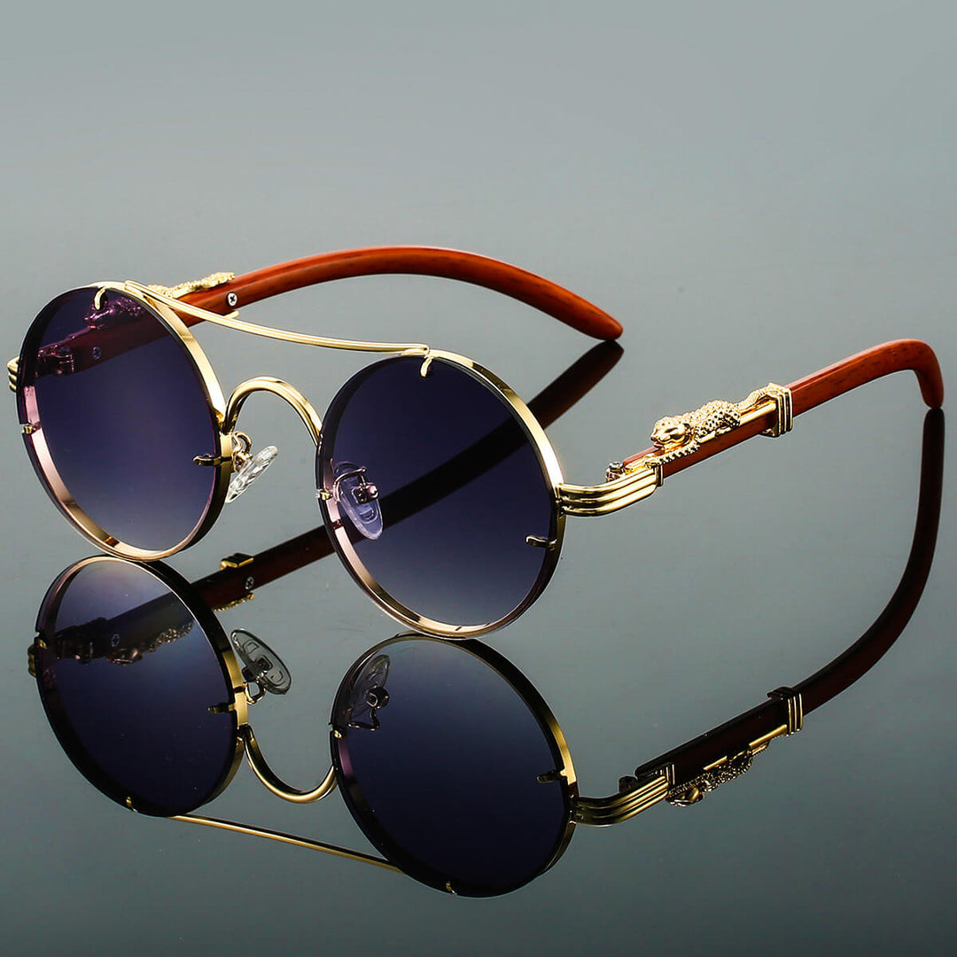 Levoire | Lunettes de soleil rétro en métal rond Gris