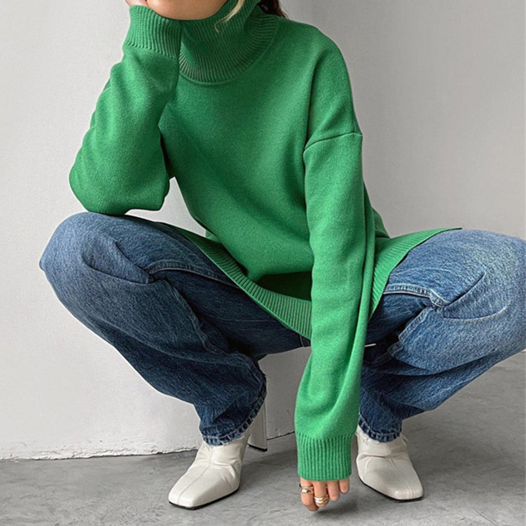 Levoire | Élégant Tricot À Fente Latérale Avec Col Vert