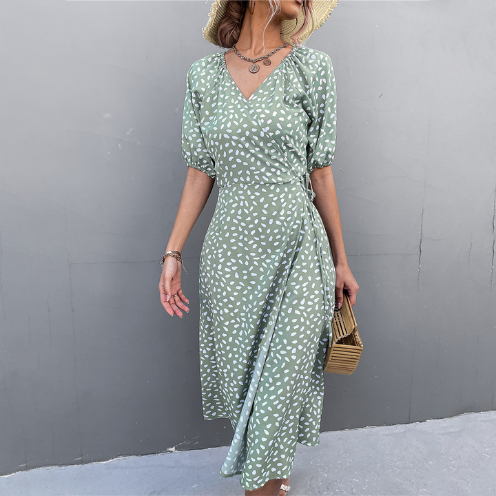 Levoire | Femme Robe fendue à encolure en V et croisée Vert