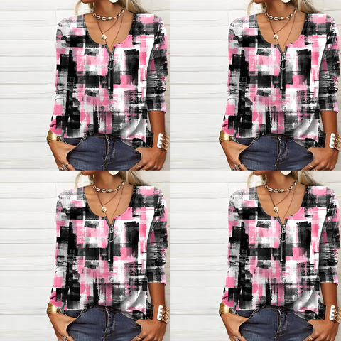 Levoire | Janssen - Blouse Rose Avec Impression Moderne