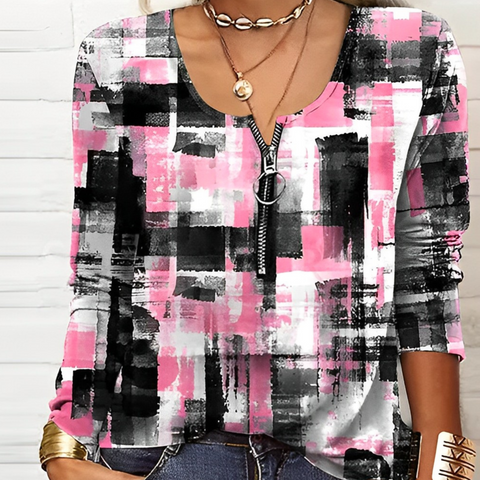 Levoire | Janssen - Blouse Rose Avec Impression Moderne