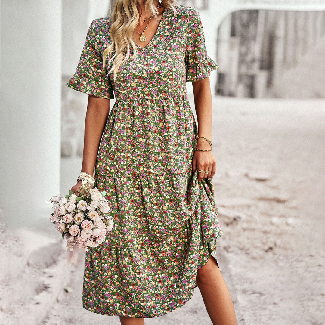 Levoire | Robe Midi À Imprimé Floral Vert