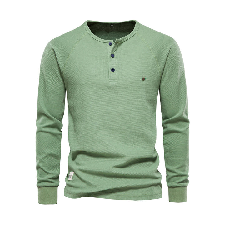 Levoire | Rento Col Rond Chemise À Manches Longues Et Patte De Boutonnage Vert