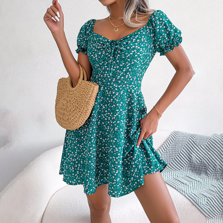 Levoire | Robe Mini Fleurs Vert
