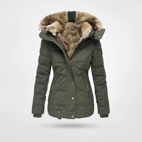 Levoire - Veste d'hiver chaude et imperméable avec doublure intérieure et capuche Grun