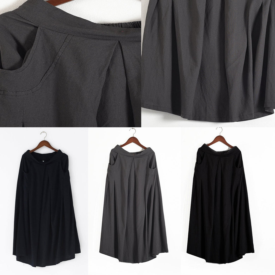 Levoire | Jupe Maxi En Lin Long Avec Poches Jupes Plissées Noir