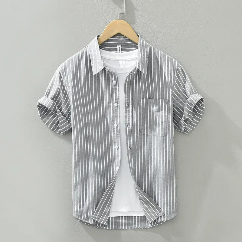 Levoire | Chemise À Rayures Decontractee Intemporelle Hommes Gris