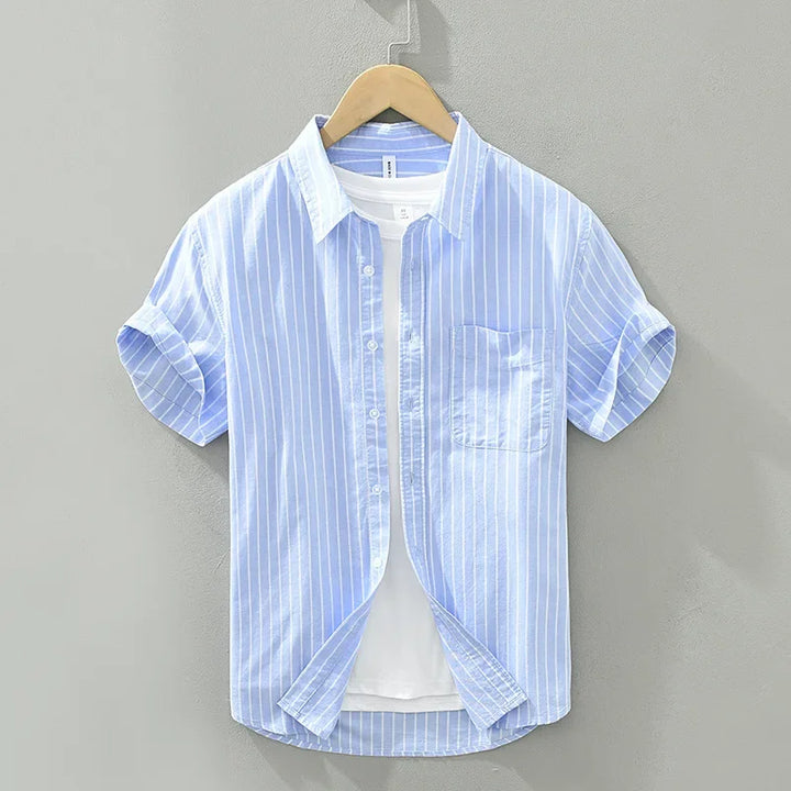 Levoire | Chemise À Rayures Decontractee Intemporelle Hommes Bleu