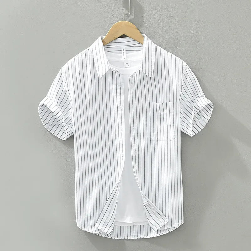 Levoire | Chemise À Rayures Decontractee Intemporelle Hommes Blanc