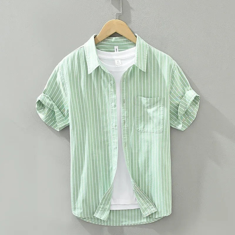 Levoire | Chemise À Rayures Decontractee Intemporelle Hommes Vert