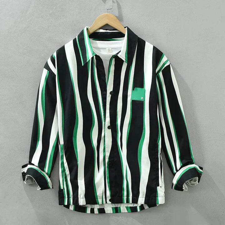 Levoire | Chemise À Rayures Vertes Elegant Hommes Vert