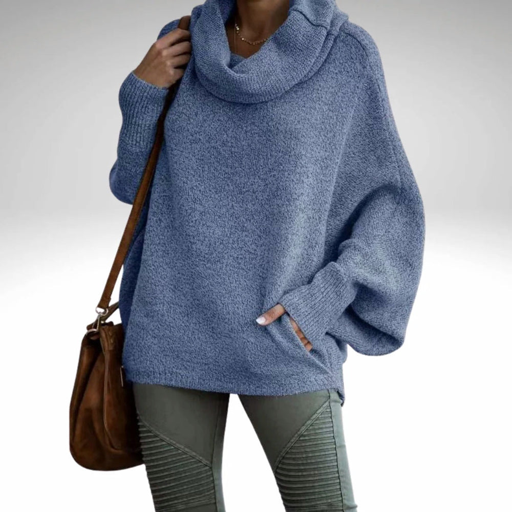 Levoire | Pull À Col Roulé À Manches Chauve-Souris Pull En Tricot Mode En Tricot Pour Femmes Bleu