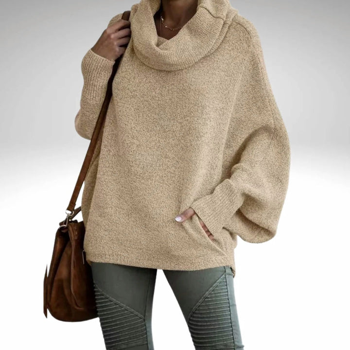Levoire | Pull À Col Roulé À Manches Chauve-Souris Pull En Tricot Mode En Tricot Pour Femmes Beige