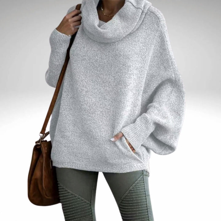 Levoire | Pull À Col Roulé À Manches Chauve-Souris Pull En Tricot Mode En Tricot Pour Femmes Gris clair