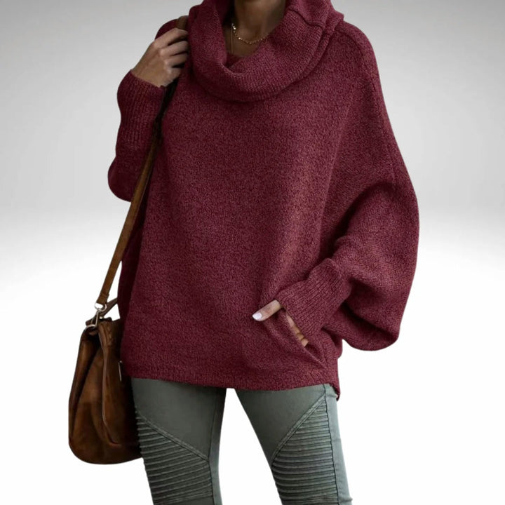 Levoire | Pull À Col Roulé À Manches Chauve-Souris Pull En Tricot Mode En Tricot Pour Femmes Bordeaux
