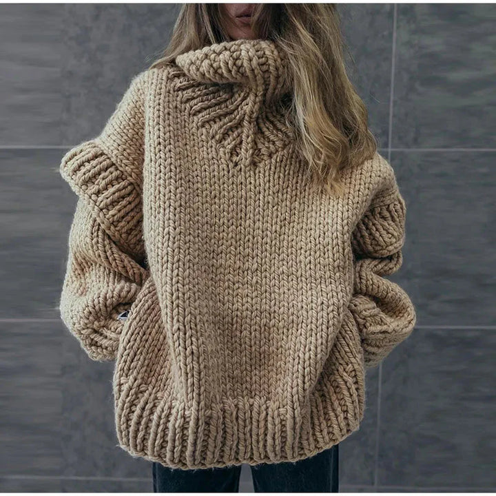 Levoire | Pull Col Roulé Tricoté Pull Épais Pull Femme Tricot Khaki