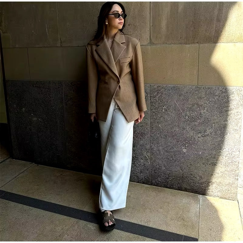 Levoire | Blazer Double Boutonnage Brun Veste Blazer Blazer Pour Femmes