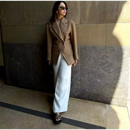 Levoire | Blazer Double Boutonnage Brun Veste Blazer Blazer Pour Femmes