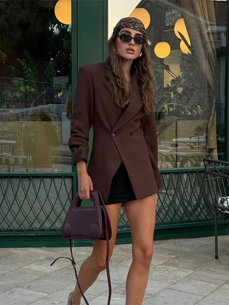 Levoire | Blazer Double Boutonnage Brun Veste Blazer Blazer Pour Femmes