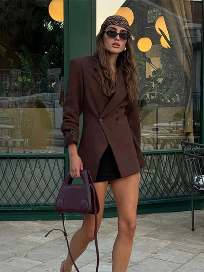 Levoire | Blazer Double Boutonnage Brun Veste Blazer Blazer Pour Femmes