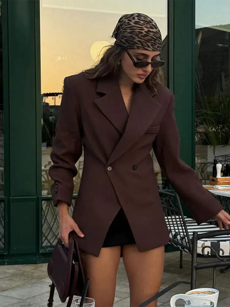 Levoire | Blazer Double Boutonnage Brun Veste Blazer Blazer Pour Femmes