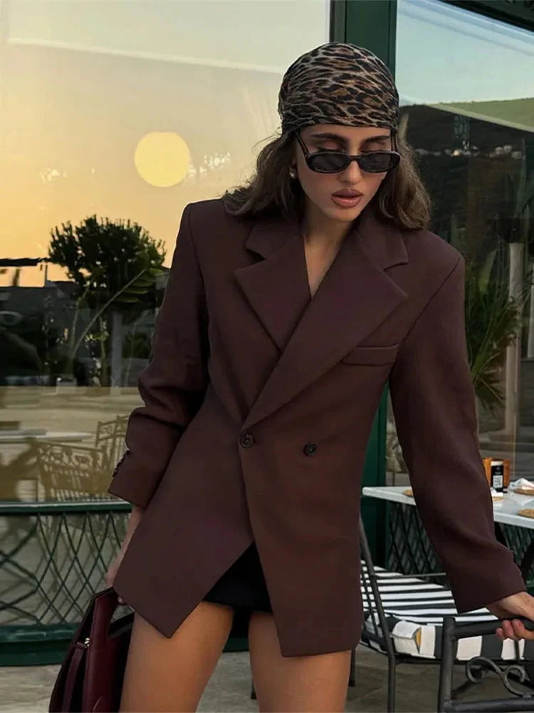 Levoire | Blazer Double Boutonnage Brun Veste Blazer Blazer Pour Femmes
