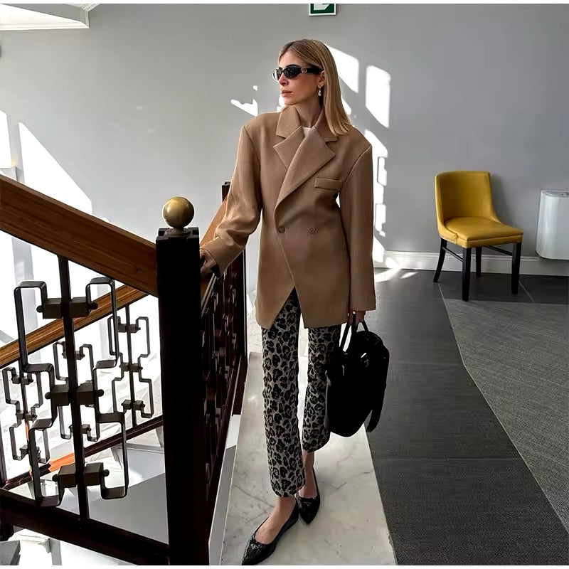 Levoire | Blazer Double Boutonnage Brun Veste Blazer Blazer Pour Femmes