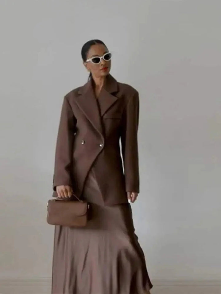 Levoire | Blazer Double Boutonnage Brun Veste Blazer Blazer Pour Femmes Café