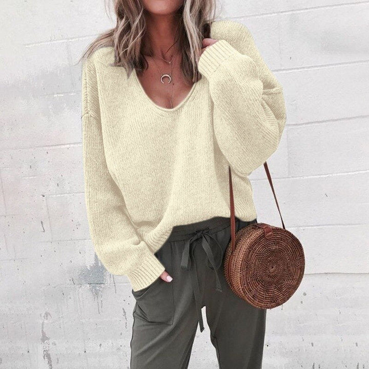 Levoire | Pull V Décolleté Coupe Ample Pull En Tricot Vêtements Pour Femmes Beige