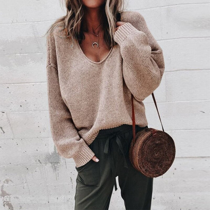 Levoire | Pull V Décolleté Coupe Ample Pull En Tricot Vêtements Pour Femmes Khaki