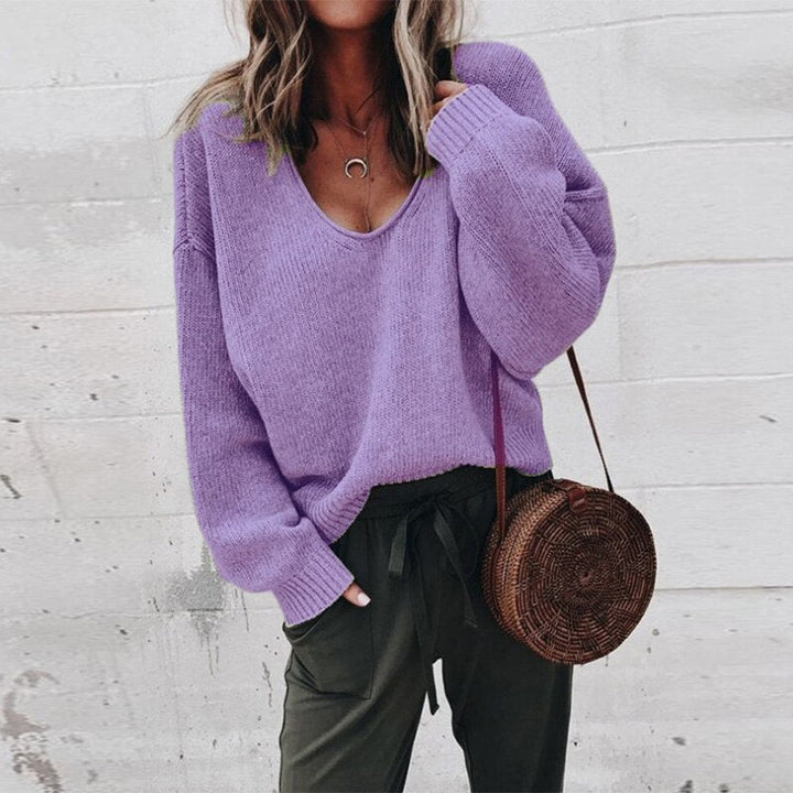Levoire | Pull V Décolleté Coupe Ample Pull En Tricot Vêtements Pour Femmes Lilas