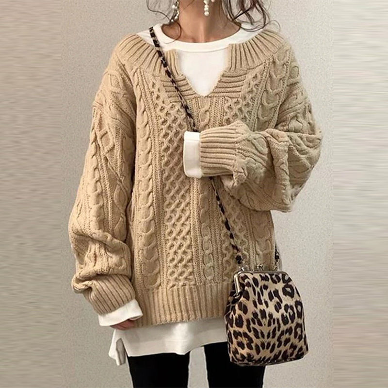 Levoire | Pull Femme Chaud Décontracté Pull En Tricot Beige
