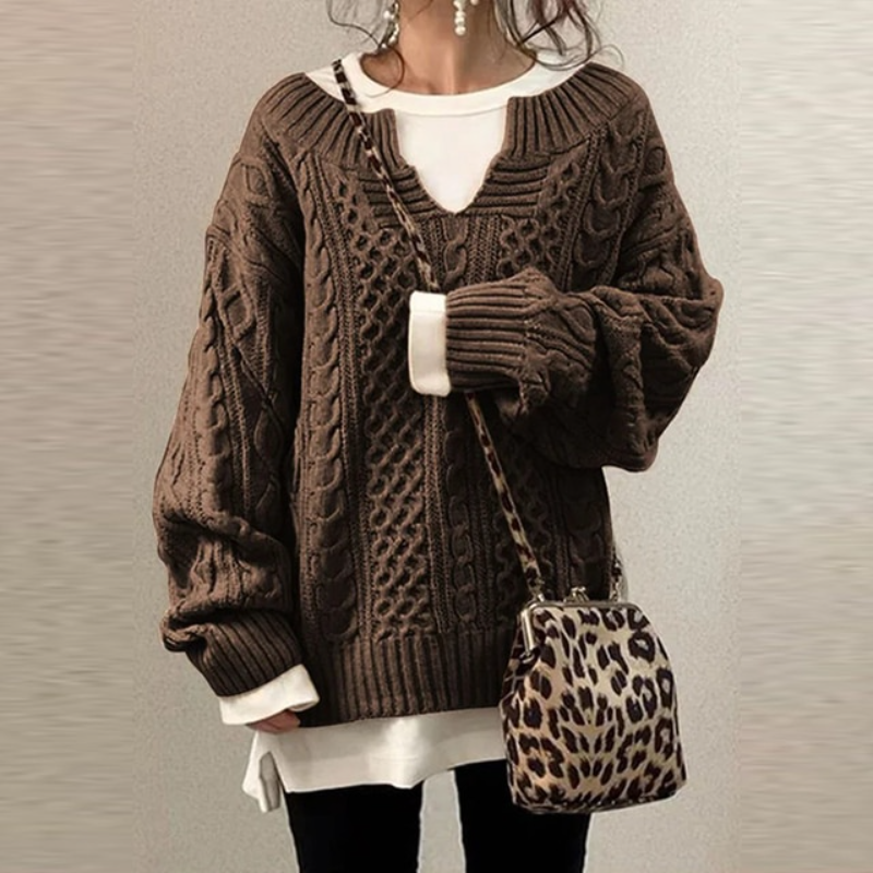 Levoire | Pull Femme Chaud Décontracté Pull En Tricot Braun