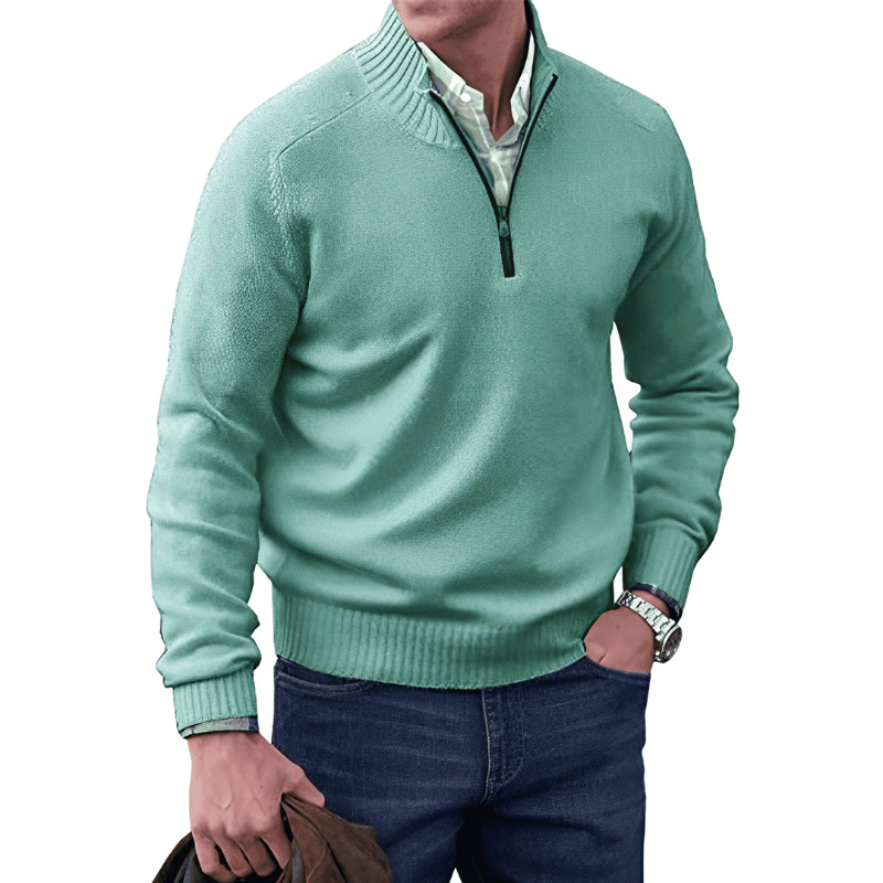 Levoire | Pull En Cachemire Avec Zip Vert